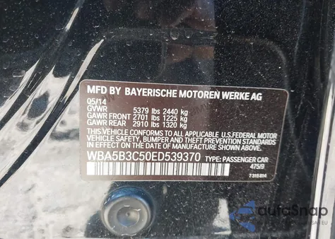 2014 BMW 535I xDrive z USA, uszkodzony, nr VIN WBA5B3C50ED539370